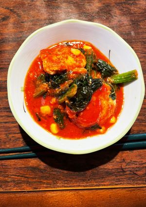 鶏ささみつくねとほうれん草のトマト煮込み-レシピのメイン写真