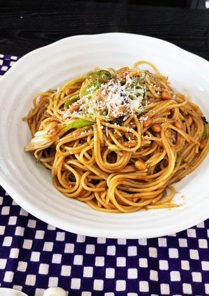 フライパン1つで!納豆と海苔のパスタ-レシピのメイン写真