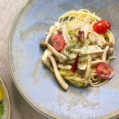 A picture of エリンギのクリームパスタ.