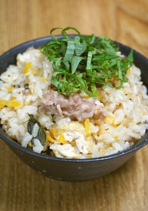 大葉香る！豚こま入り和風炊き込みご飯！-レシピのメイン写真