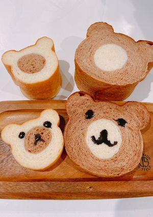 ミルク食パン☆くまパン1斤型くまパンミニ-レシピのメイン写真