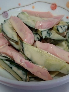 簡単!きゅうり魚肉ソーセージのわさびマヨ-レシピのメイン写真