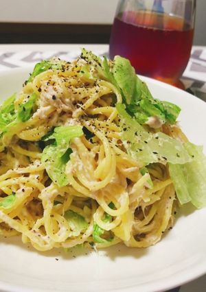 レタスとツナのクリームチーズパスタ-レシピのメイン写真
