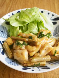 ボリューム満点!胸肉とゴボウ大葉照り焼き-レシピのメイン写真