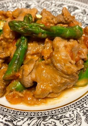 【10分】アスパラ豚肉トマトチーズソース-レシピのメイン写真