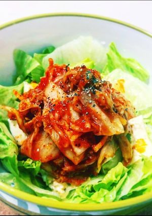 【ヘルシー満腹】キムチと豆腐レタスサラダ-レシピのメイン写真