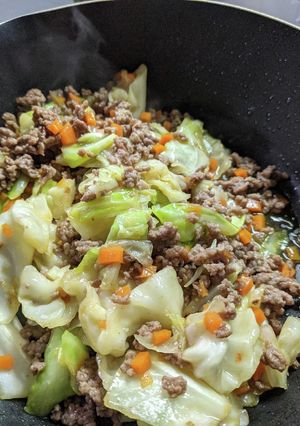 【肉味噌風、挽き肉キャベツ炒め】-レシピのメイン写真