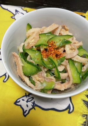 簡単胡瓜入り鶏皮ポン酢の作り方-レシピのメイン写真