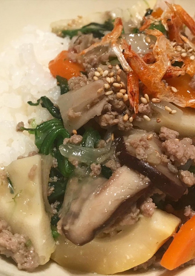 挽肉と筍の野菜の和風あんかけ丼-レシピのメイン写真