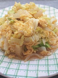 新玉ねぎと春キャベツと卵の味噌マヨ炒め-レシピのメイン写真