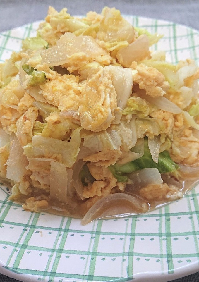 新玉ねぎと春キャベツと卵の味噌マヨ炒め-レシピのメイン写真