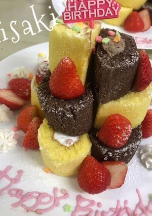 ロールちゃん☆de☆バースデーケーキ-レシピのメイン写真