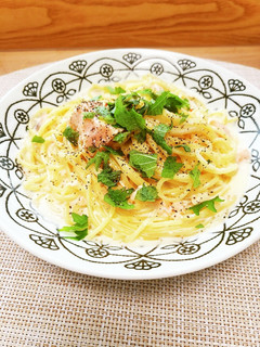 簡単!サーモン塩辛のクリームパスタ-レシピのメイン写真