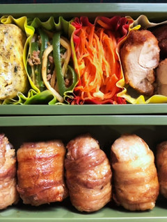 高校生弁当日記(肉巻きおにぎり弁当編)-レシピのメイン写真