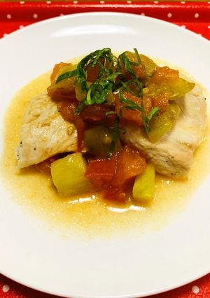 蒸しチキンの茄子ソース-レシピのメイン写真
