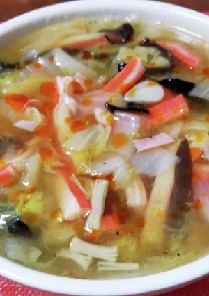 干し貝柱ダシで白菜酸辣湯煮込み-レシピのメイン写真