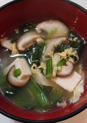 簡単！豆腐ほうれん草椎茸の和風生姜スープ-レシピのメイン写真