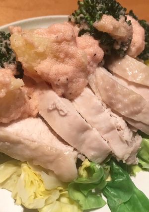 茹で鶏と春キャベツのたらこポテトサラダ風-レシピのメイン写真
