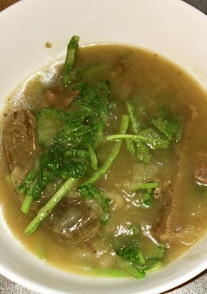 牛肉と新玉ねぎと蕪の葉の煎り酒煮-レシピのメイン写真