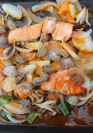 ホットプレートで焼きブイヤベースご飯付き-レシピのメイン写真