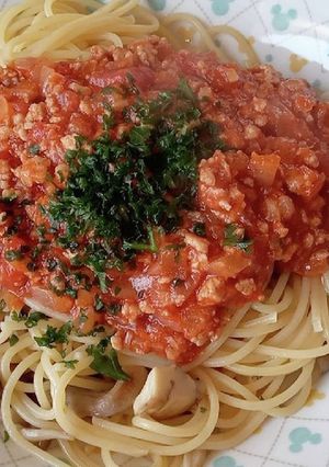 ミートソースパスタ-レシピのメイン写真