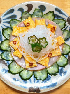 オクラ・キュウリ・ハム・卵・春雨の酢の物-レシピのメイン写真