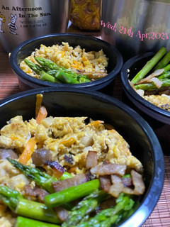 炒り豆腐丼弁当(アスパラ炒め)-レシピのメイン写真