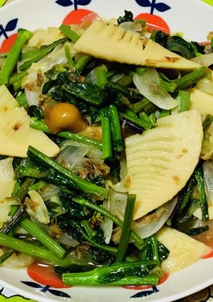 のらぼう菜と山菜の炒め物-レシピのメイン写真