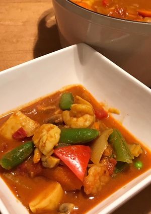 海老と野菜のアーモンドミルクトマトカレー-レシピのメイン写真