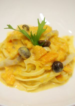 かぼちゃとしめじのクリームパスタ-レシピのメイン写真