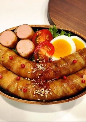 のっけ弁当(魚肉ソーセージ豚バラ巻き)-レシピのメイン写真