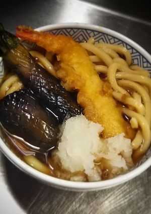 海老天と揚げ茄子のミニうどん(*≧∀≦*-レシピのメイン写真