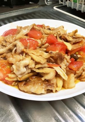 豚バラとトマトとキノコオイスター炒め-レシピのメイン写真