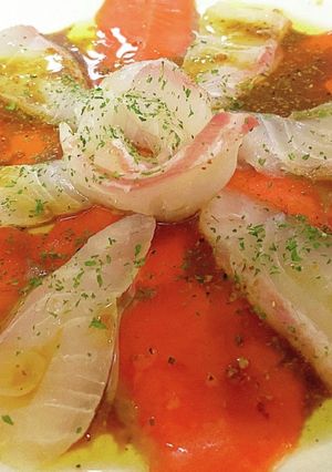 真鯛とスモークサーモンのカルパッチョ-レシピのメイン写真