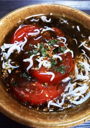 ひんやりトマトとしらすのもずく酢かけ-レシピのメイン写真