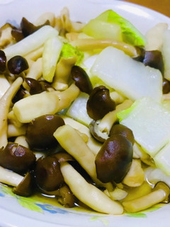 【湯煎版】シメジと白菜のしょうゆ炒め-レシピのメイン写真