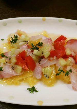 鯛の刺身をカラフルに食べる-レシピのメイン写真