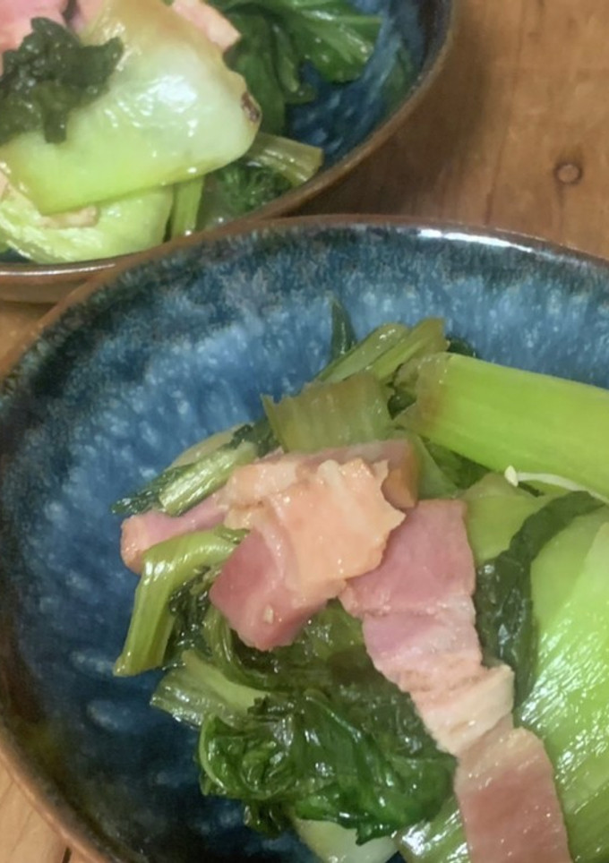 ５分でできる！青梗菜とベーコンの炒め煮-レシピのメイン写真