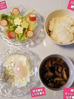 かにかまチーズくるくるサラダ&目玉焼き他-レシピのメイン写真
