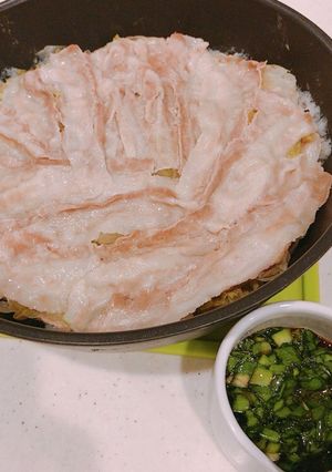 豚バラと野菜の蒸ししゃぶ、ニラ醤油ダレ-レシピのメイン写真