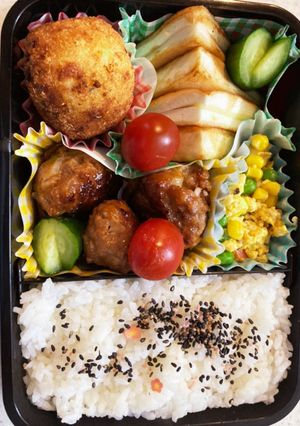 デカじゃが丸肉団子ペンチーズ男子高校弁当-レシピのメイン写真
