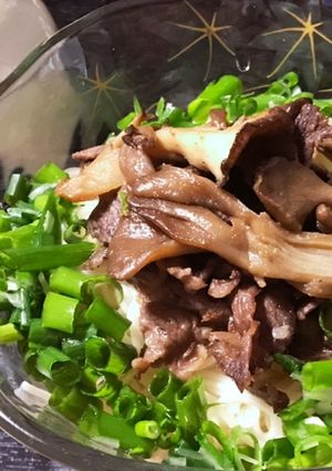 牛肉と舞茸時雨煮のっけ♡ぶっかけ素麺-レシピのメイン写真