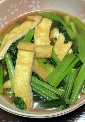 【超簡単！】小松菜と油揚げのあっさり煮-レシピのメイン写真