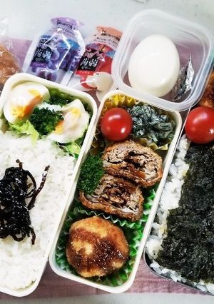 コロッケ&肉詰め弁当(4.23)-レシピのメイン写真