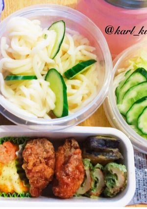 簡単つけ麺細うどん弁当-レシピのメイン写真
