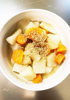 全てレンジ味染みかぶ人参のごま味噌煮-レシピのメイン写真