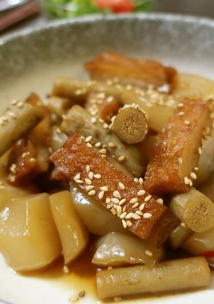 ゴボウとコンニャクとさつま揚げ-レシピのメイン写真