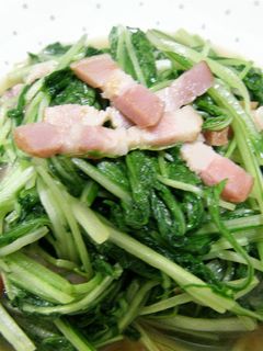 水菜とベーコンの炒め物-レシピのメイン写真