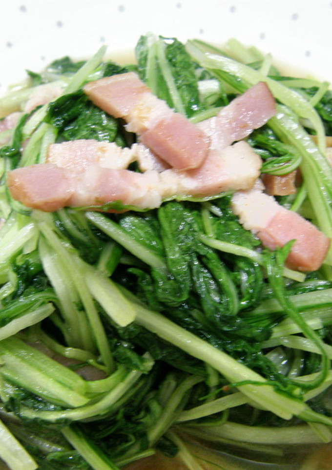 水菜とベーコンの炒め物-レシピのメイン写真