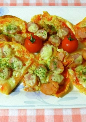 餃子の皮とウインナーでピザ簡単すぐできる-レシピのメイン写真